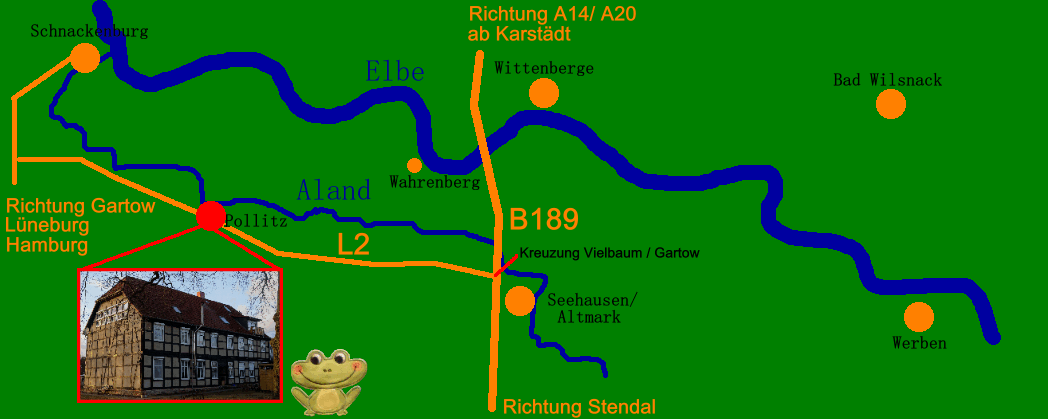 Ich heie sie willkommen.  Der kleine Frosch "Froschi" fhlt sich sehr wohl in seiner Heimat - der nrdlichen Altmark, die man Wische nennt. Das ist die Elbe-Aland-Niederung.  Er begleitet sie hier auf unserer jungen Homepage